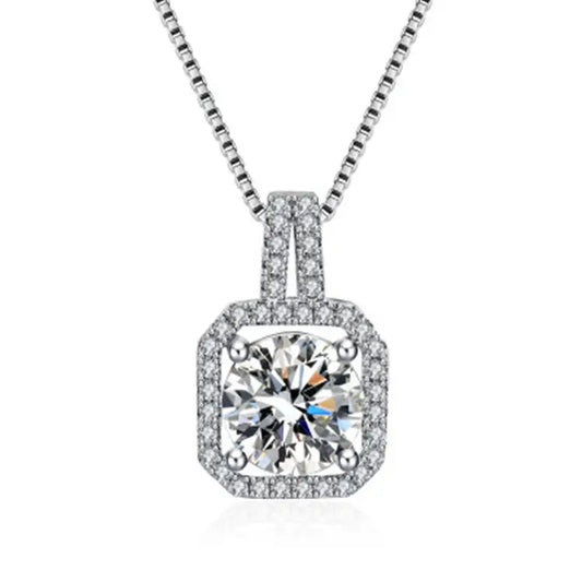 Korean Style Zircon Square Pendant Necklace