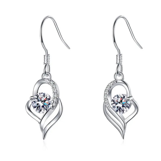 S925 Moissanite Heart Drop Earrings