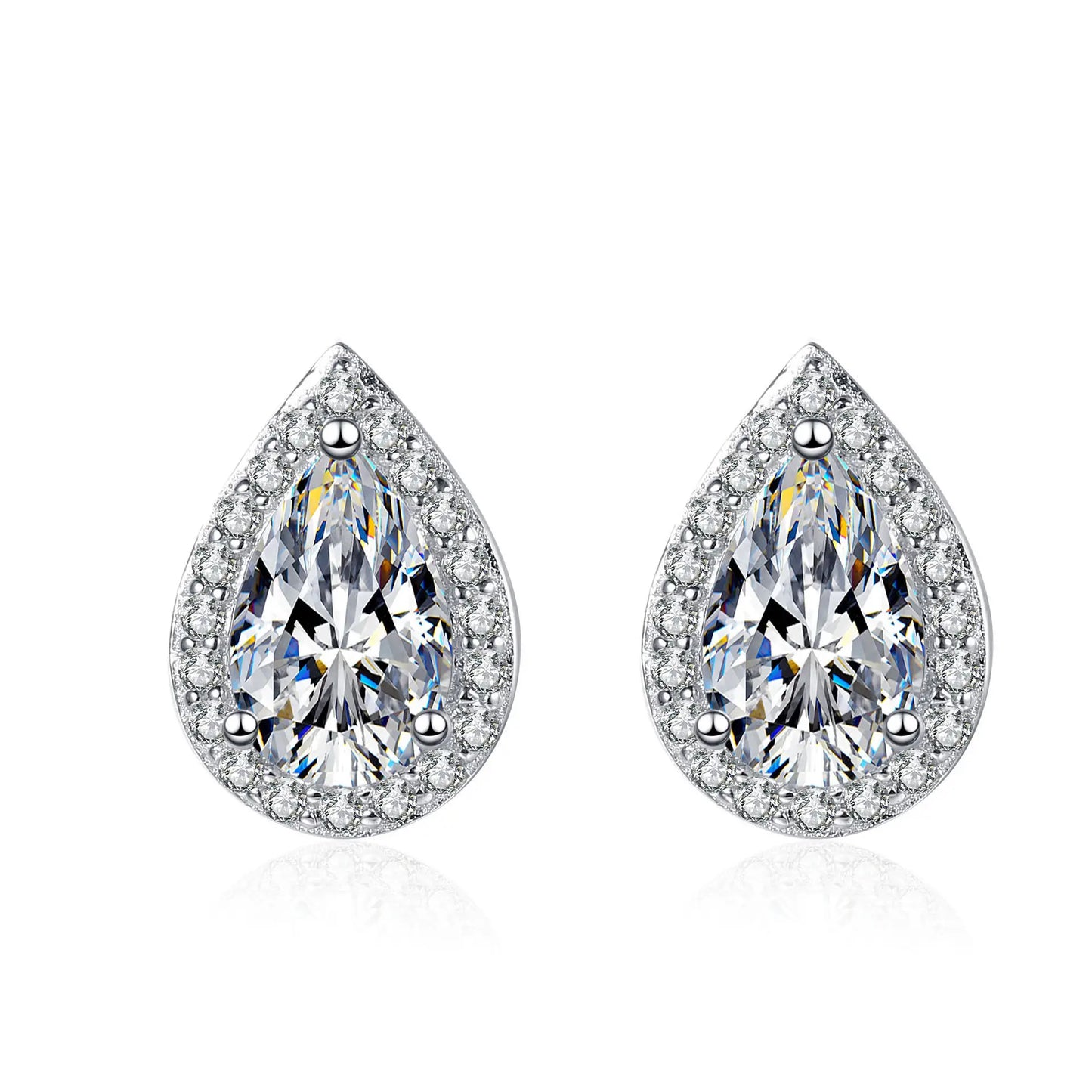 Pear-Cut Zircon Commuter Earrings – Modern Elegance