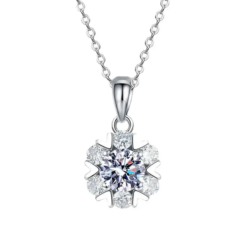 S925 Moissanite Snowflake Hexagram Necklace