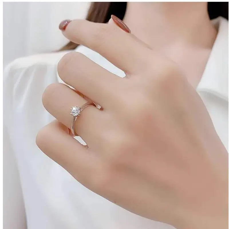 Korean Style Six-Prong Adjustable Wedding Ring