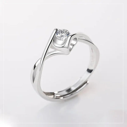 True Love S925 Sterling Silver Adjustable Heart Ring