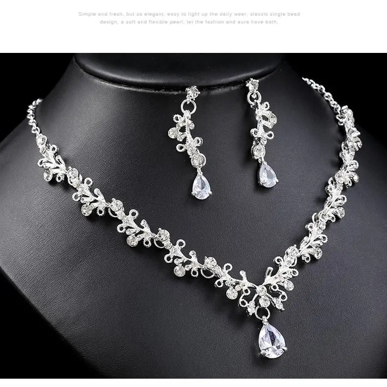 Korean Bridal Necklace & Earring Set