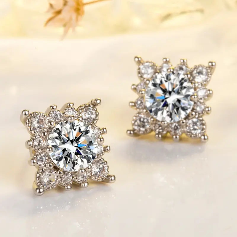 Sparkling Snowflake Stud Earrings