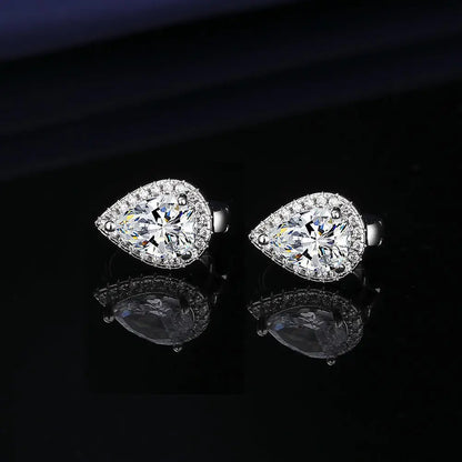 Pear-Cut Zircon Commuter Earrings – Modern Elegance