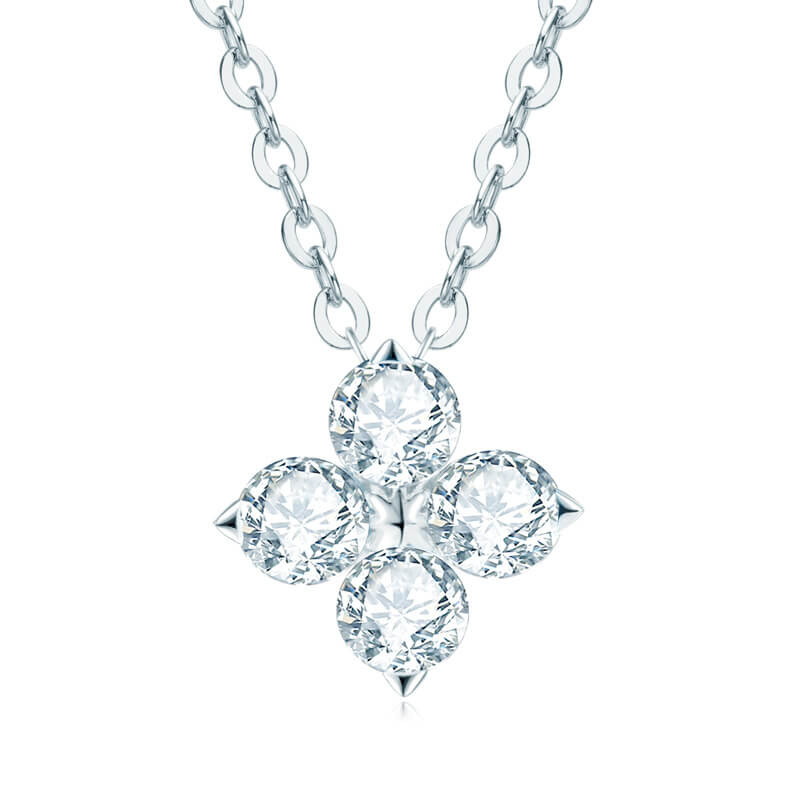 Trendy Four-Leaf Clover Moissanite Necklace