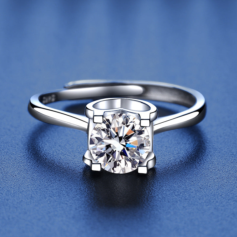 Moissanite Heart Bullhead Ring