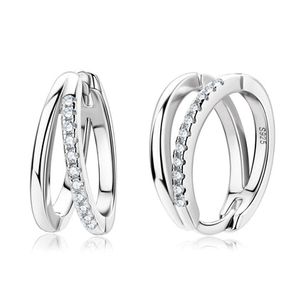 925 Sterling Silver Earrings Double Hoop Earrings