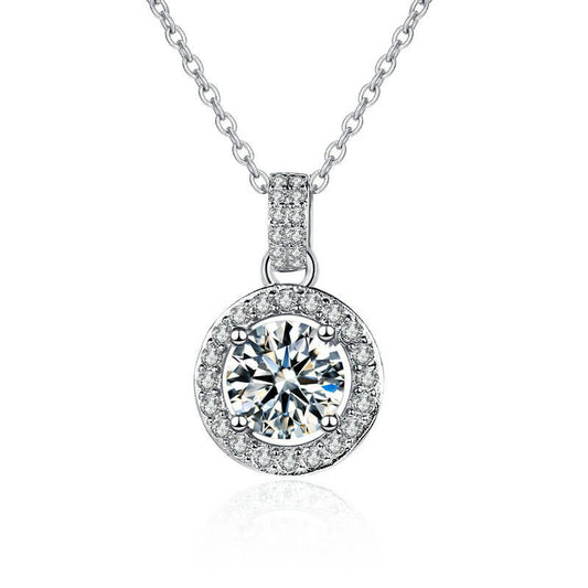 Moissanite Round Pendant Necklace