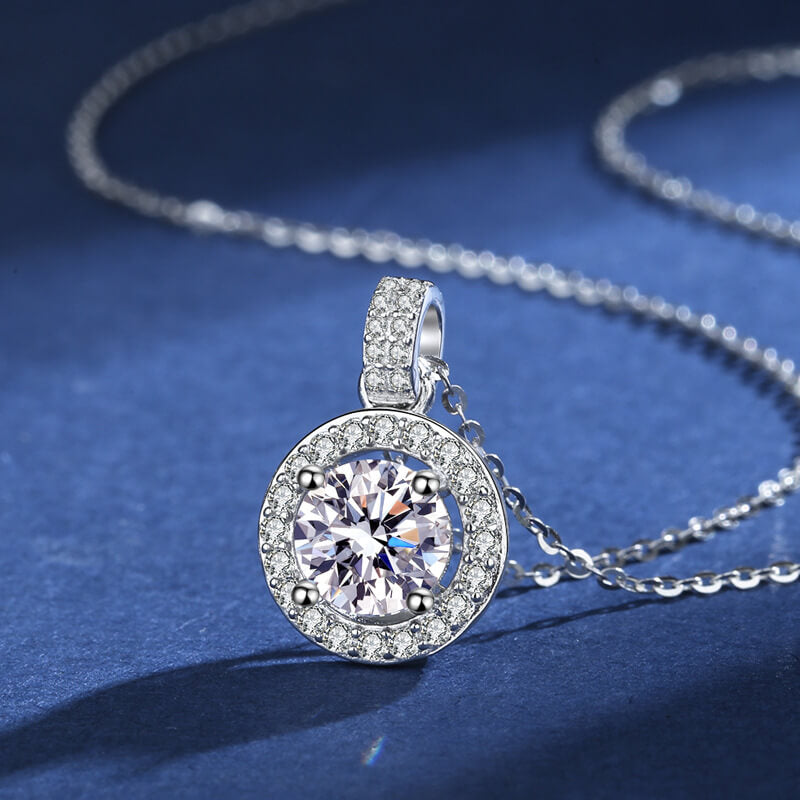 Moissanite Round Pendant Necklace