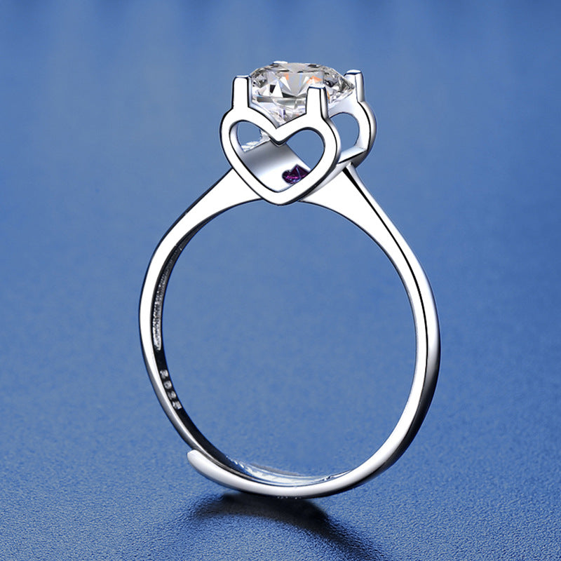 Moissanite Heart Bullhead Ring