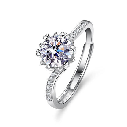 925 Moissanite Heart Snowflake Twisted Band Ring