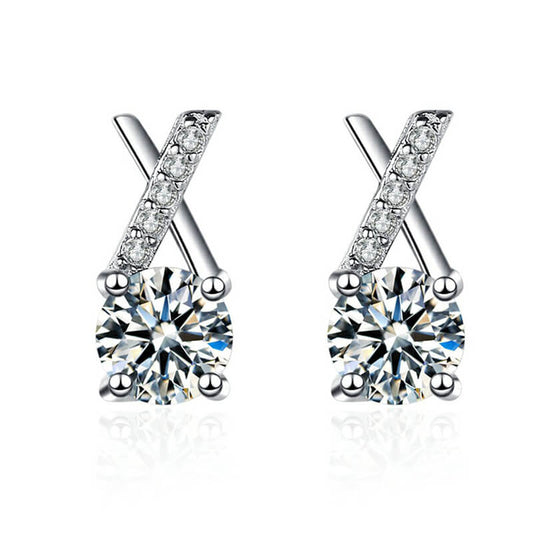 S925 Moissanite 'X' Cross Stud Earrings