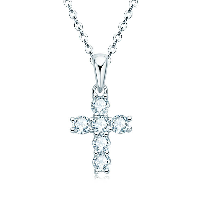 Classic Moissanite Cross Pendant Necklace