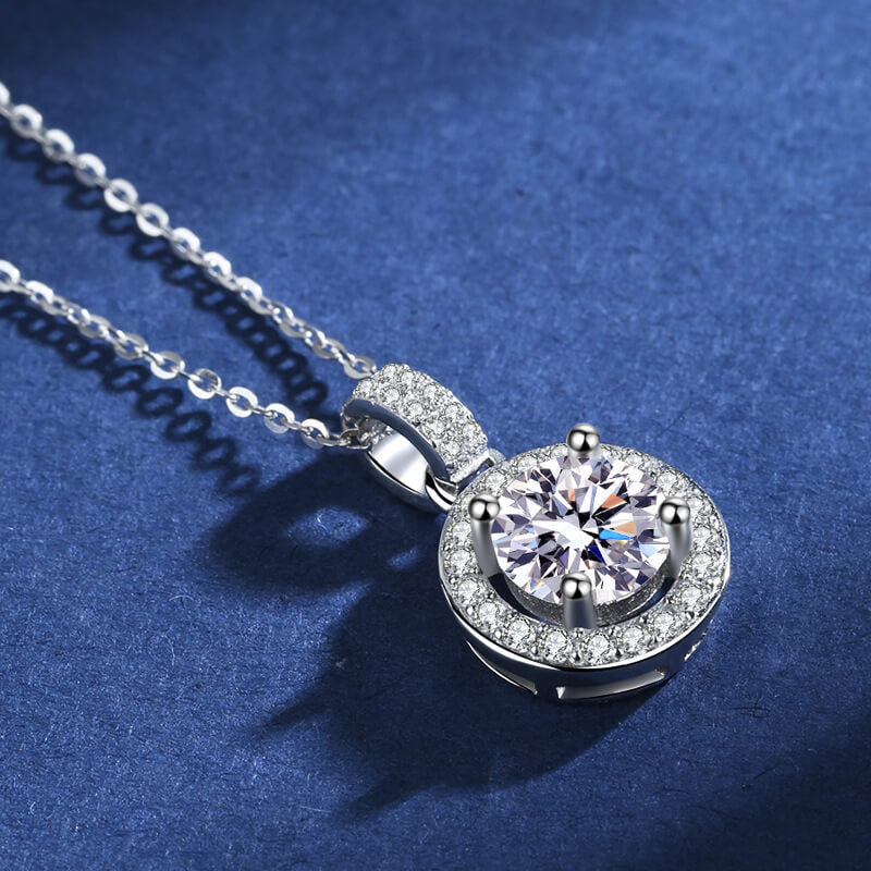 Moissanite Round Pendant Necklace