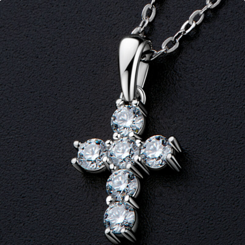 Classic Moissanite Cross Pendant Necklace