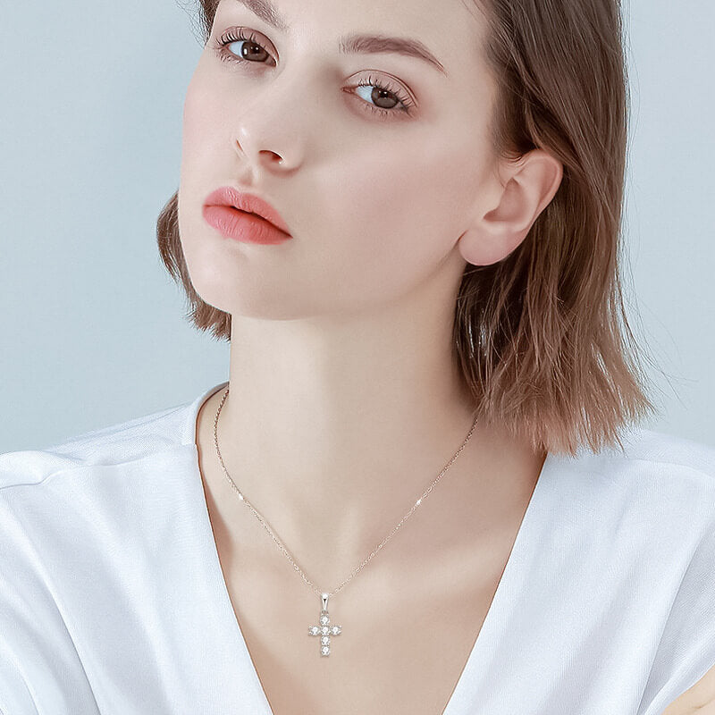 Classic Moissanite Cross Pendant Necklace