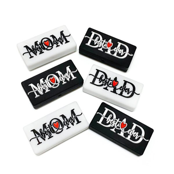 Best Mom Ever Silicone Focals Best Dad Ever Silicone Focals Lenght 30mm, Width 15mm(Package of 10)