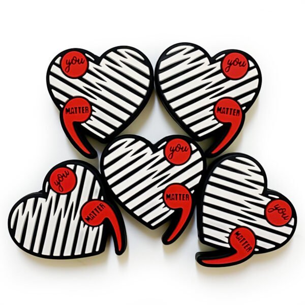Matte You Matter Heart and Comma Silicone Focals Lenght 30mm, Width 25mm(Package of 10)